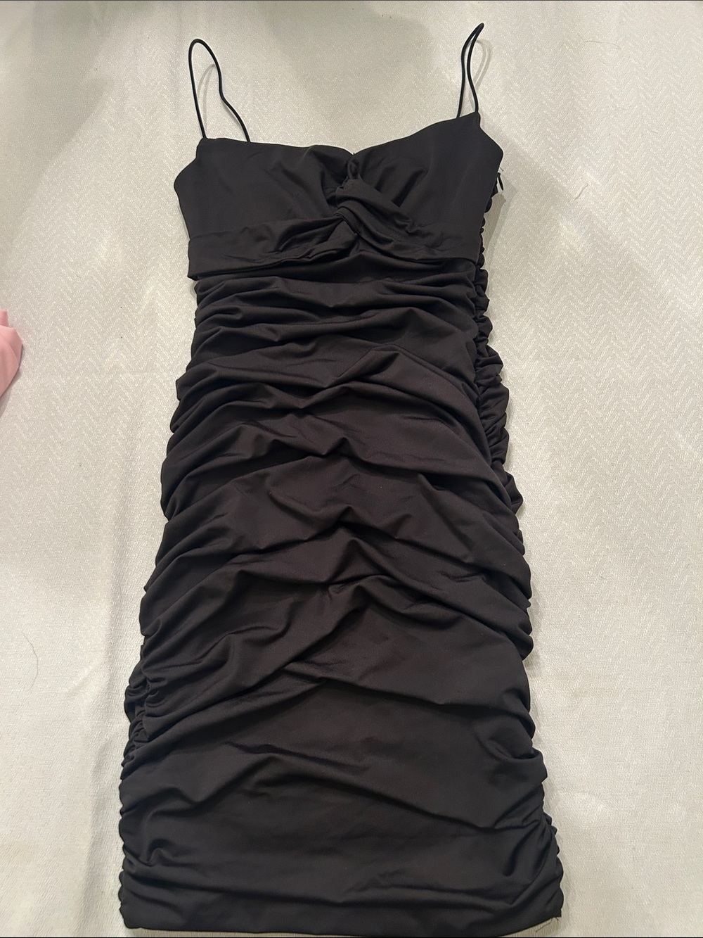 Hoco! Princess Polly size 2 Black Ruched Mini Dress with Spaghetti Straps